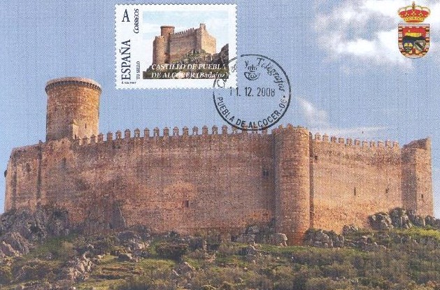 Sello personalizado Castillo de Puebla de Alcocer, en la Comarca extremeña de La Siberia.